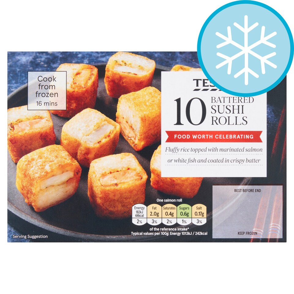 Tesco 10 Battered Crispy Sushi Rolls 200g