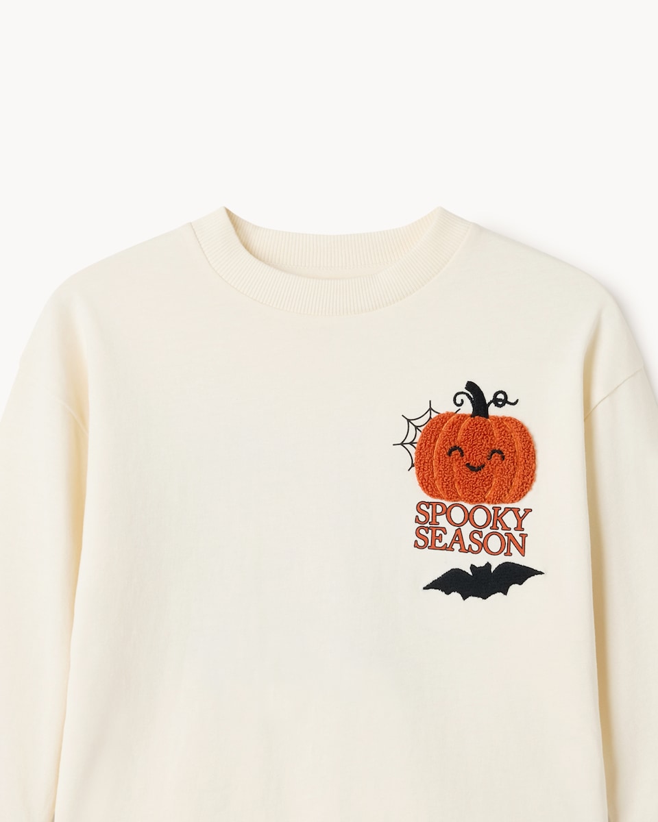 image 1 of F&F Boys Pure Cotton Spooky Season Top in Cream