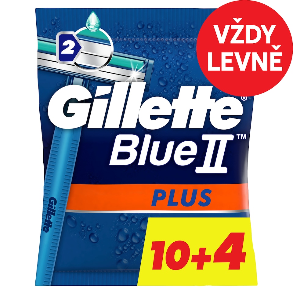 Obrázek 1 pro produkt Gillette BlueII Plus Pánská Pohotová Holítka 14 ks