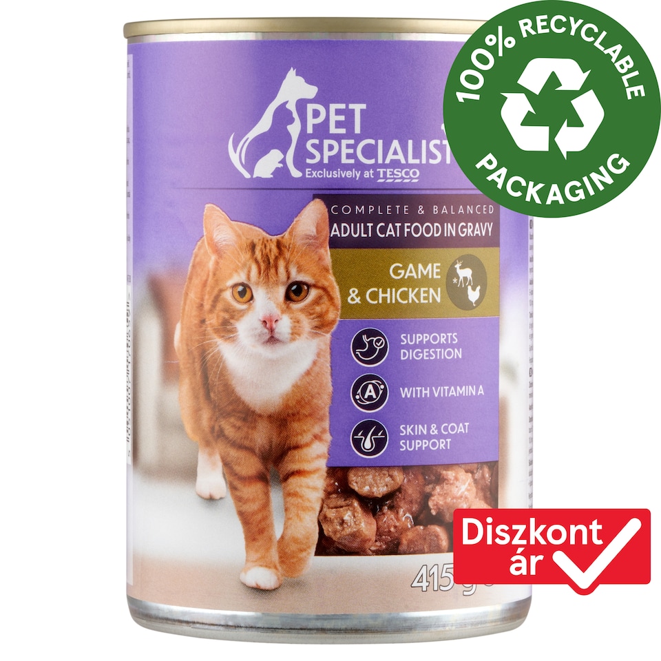 Pet Specialist teljes értékű állateledel felnőtt macskák számára vaddal és csirkével szószban 415 g