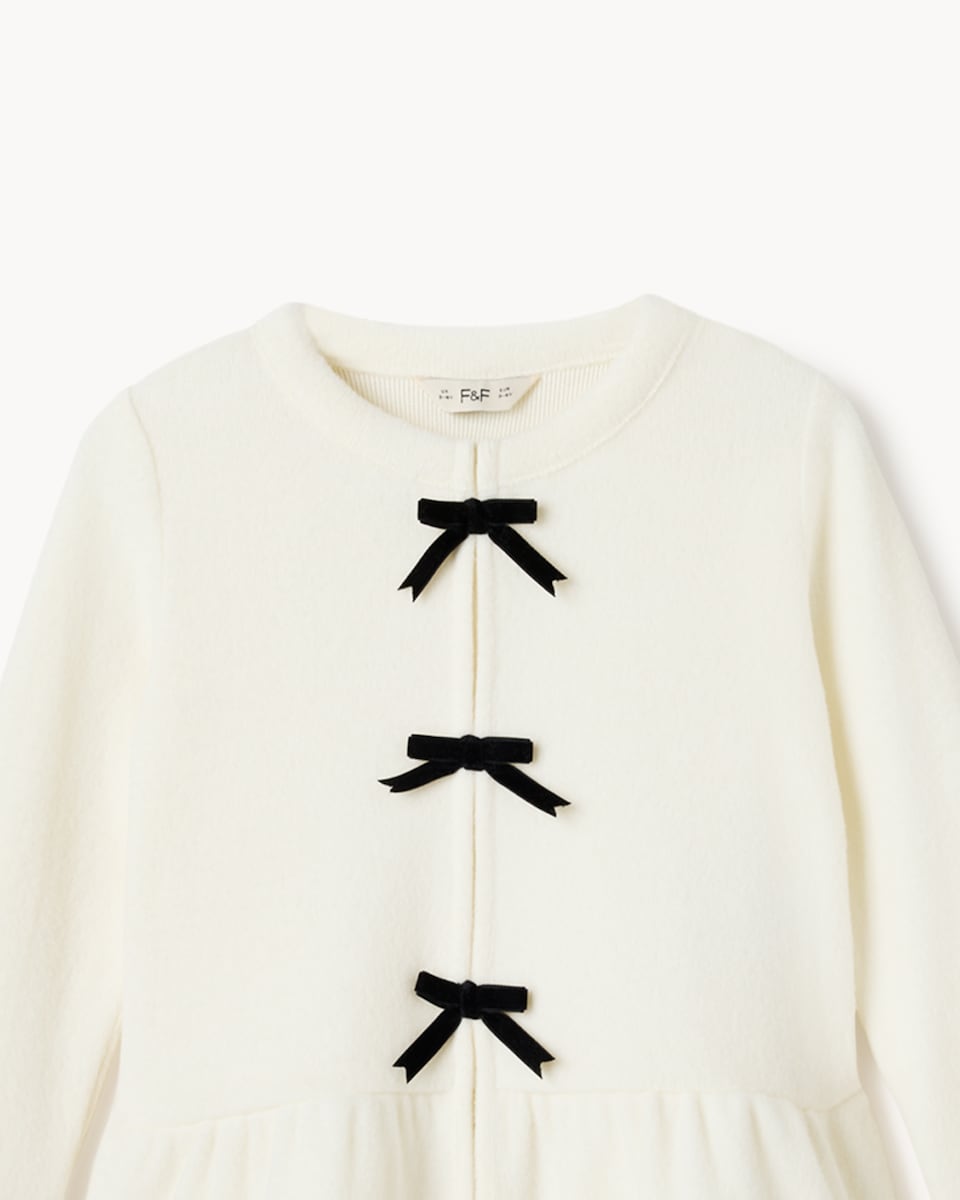 image 1 of F&F Girls Bow Top and Leggings Set in Cream