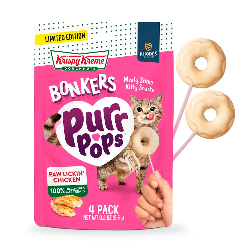 image 1 of BONKERS PURRPOPS CAT TREATS CHICKEN KRISPY KREME DONUTS 4 pack (5.6G)
