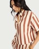 image 1 of F&F Striped Button Up Co-ord Shirt in Multi Brown