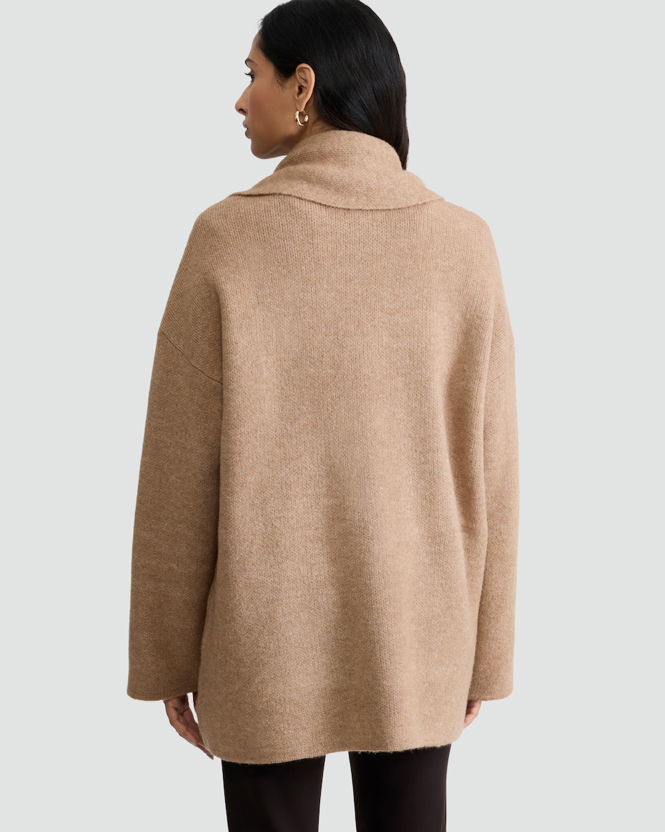 image 1 of F&F Knitted Scarf Detail Cardigan with Wool in Neutral