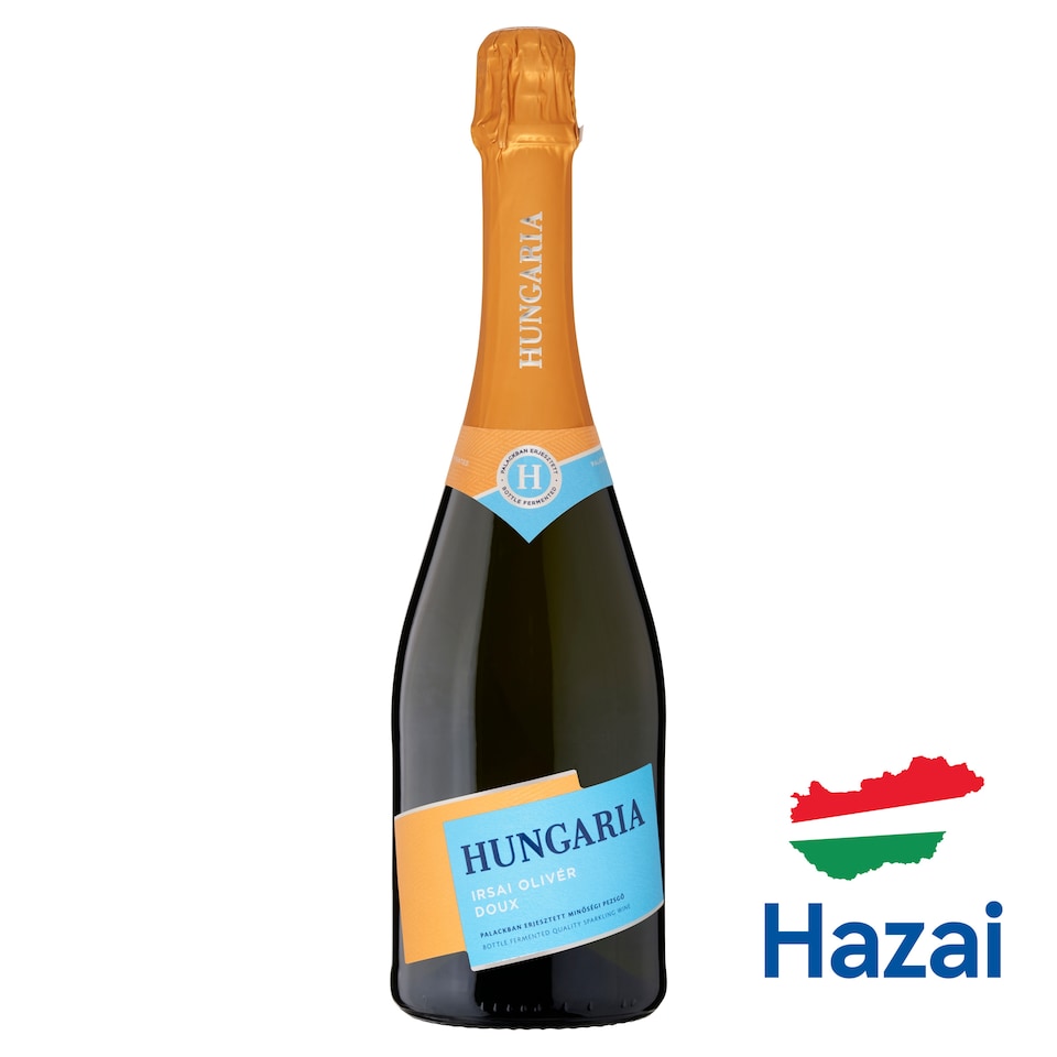 Hungaria Irsai Olivér Doux palackban erjesztett édes fehér minőségi pezsgő 11% 0,75 l