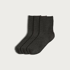 F&F Boys 3-Pack Ribbed Thermal Ankle Socks in Grey