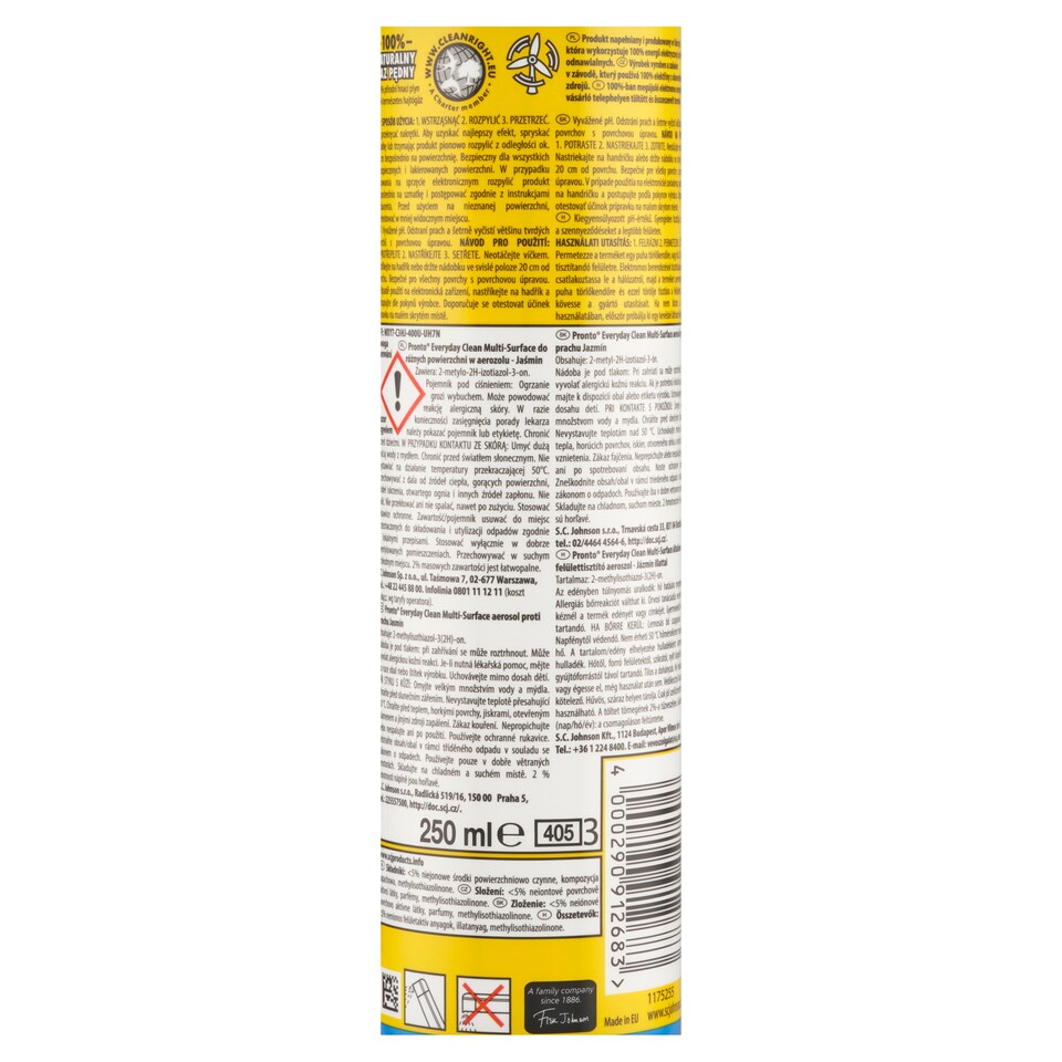 image 1 of Pronto Everyday Clean Multi-Surface Anti-Dust Aerosol Jasmine 250 ml