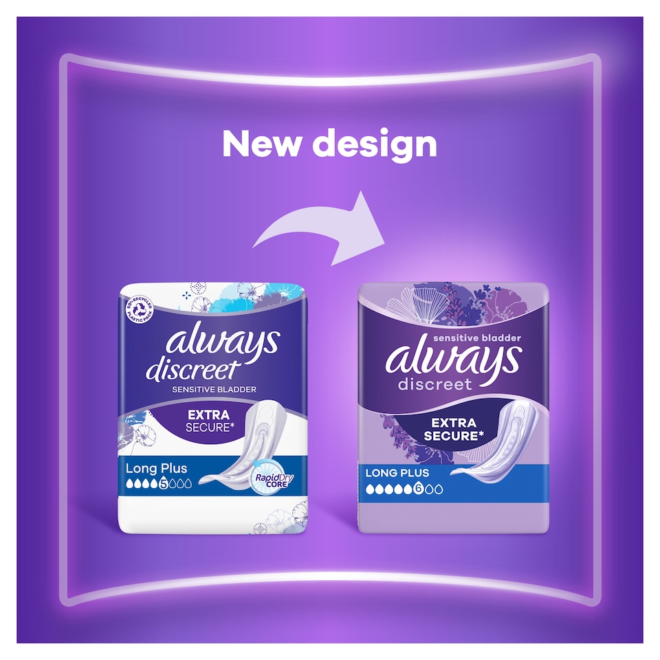 image 1 of Always Discreet Long Plus Incontinence Pads 8 Pack