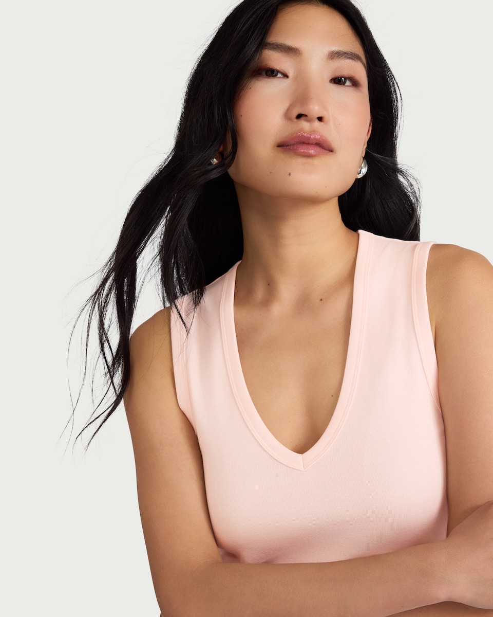 image 1 of F&F V-Neck Vest in Pink
