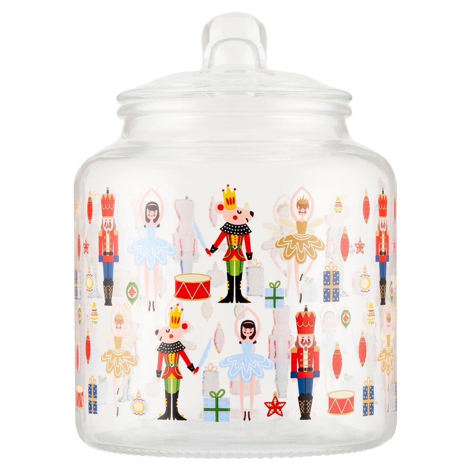 Tesco Nutcracker Christmas Glass Cookie Jar 1,8 l
