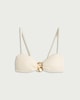 image 4 of F&F Textured Gold Accent Bandeau Bikini Top in Cream