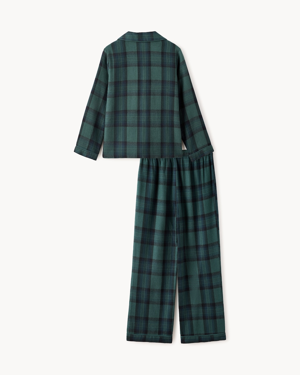 image 1 of Christmas Unisex Cotton Rich Checked Revere Matching Family Pyjama Set in Green