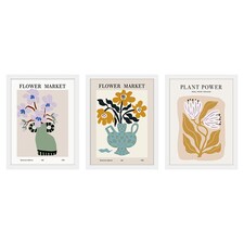 F&F Home Flower Market Print in Frame 30 x 40cm Assorted