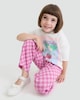 image 2 of F&F Girls 2-Piece Les Fraises T-Shirt and Check Trousers Set in Multi