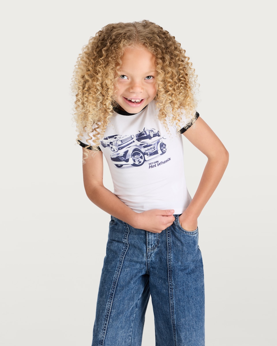 image 1 of Hot Wheels Cotton Rich Printed T-Shirt in White