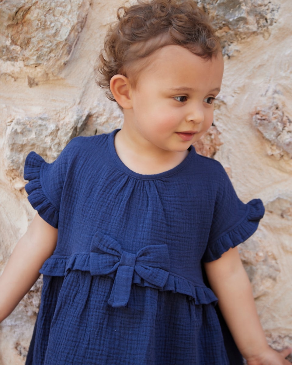 image 1 of F&F x Samantha Faiers Pure Cotton Dress and Bloomer Set in Navy