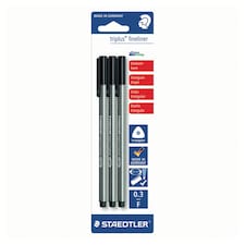 Staedtlertriplus Fineliners Black 3 Pack