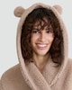 image 2 of F&F Fleece Textured Hooded Bear Ear Dressing Gown in Brown