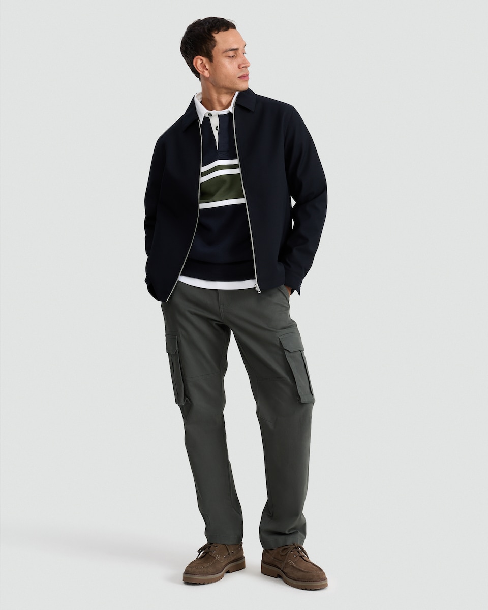 image 1 of F&F Cotton Rich Colourblock Rugby Sweatshirt in Navy