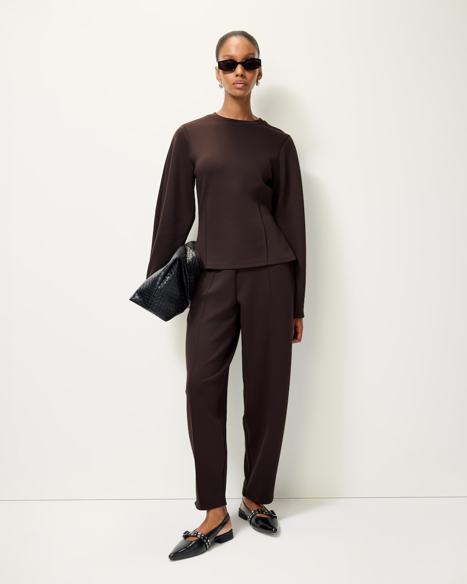 image 1 of F&F Scuba Long Sleeved Top in Chocolate