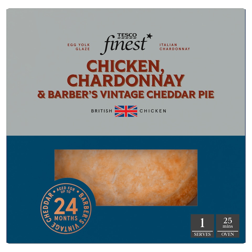 Tesco Finest Chicken Chardonnay & Barber's Vintage Cheddar Pie 250g