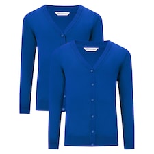 F&F School Unisex 2-Pack Pure Cotton V-Neck Cardigan in Blue