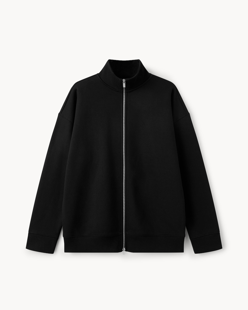 image 1 of F&F Cotton Rich Zip Up Sweatshirt in Black