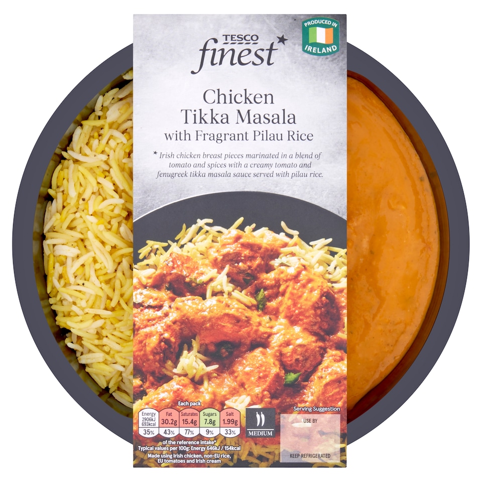 Tesco Finest Chicken Tikka Masala And Pilau Rice 450G