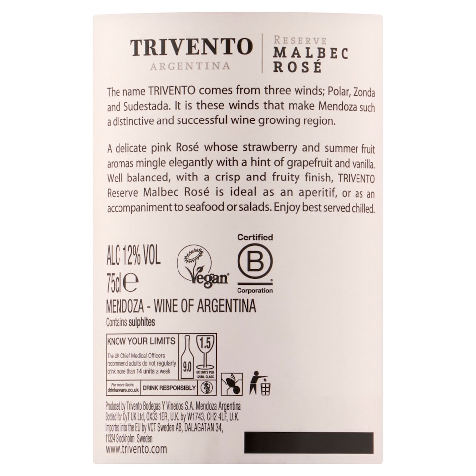 image 1 of Trivento Malbec Rose Wine 75Cl