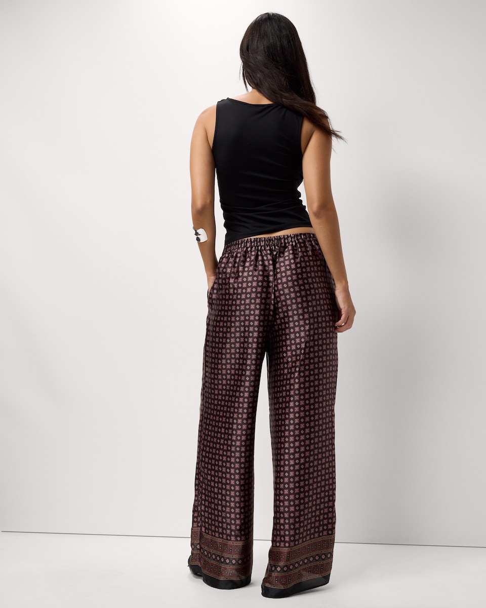 image 1 of F&F Scarf Print Wide Leg Co-ord Trousers in Multi Red