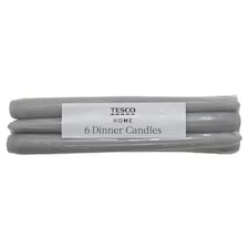 Tesco Grey Dinner Candles 6 X 58G