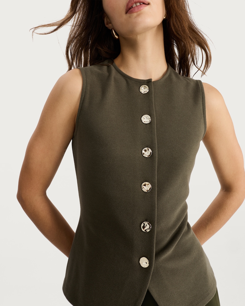 image 1 of F&F Button Up Sleeveless Co-ord Waistcoat in Olive