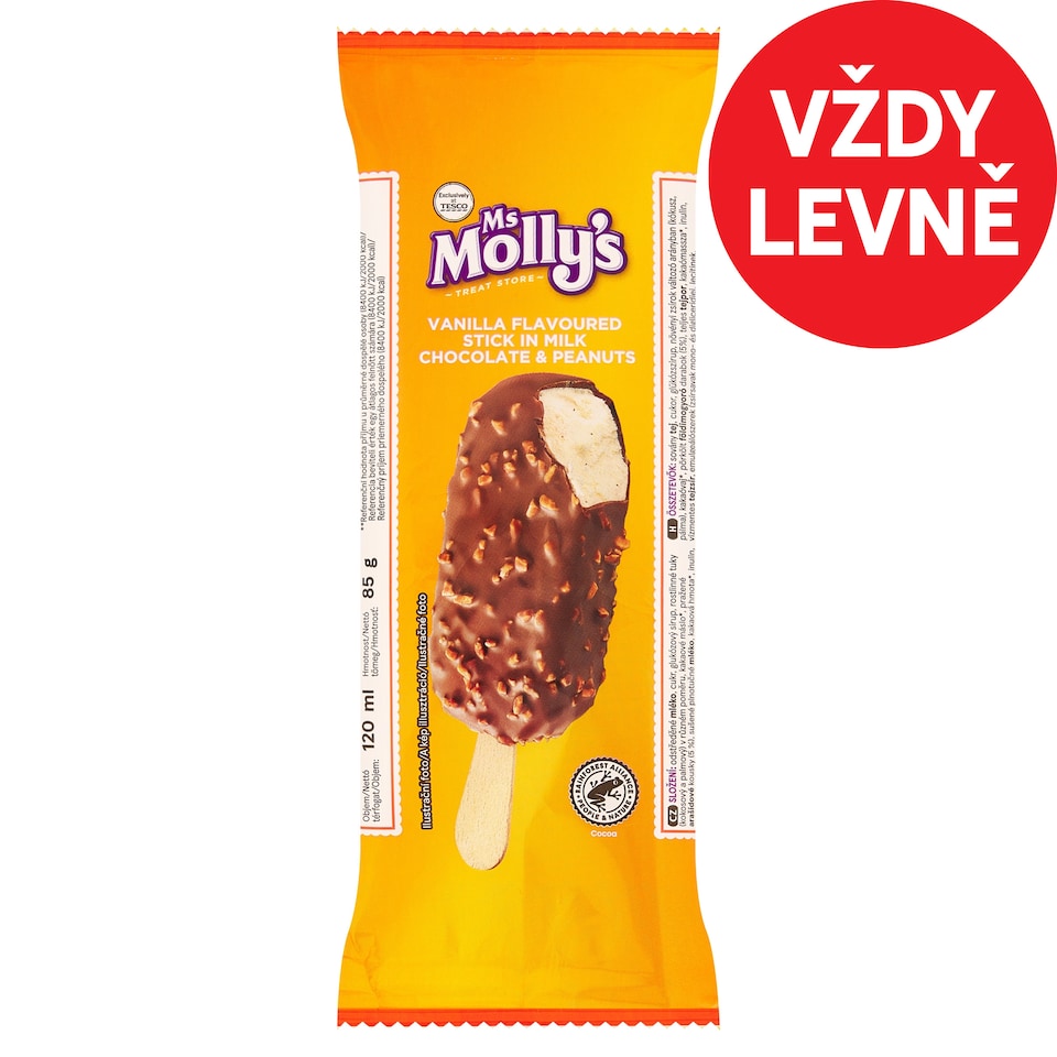 Ms Molly's Mražený krém s vanilkovou příchutí v mléčné čokoládě 120ml