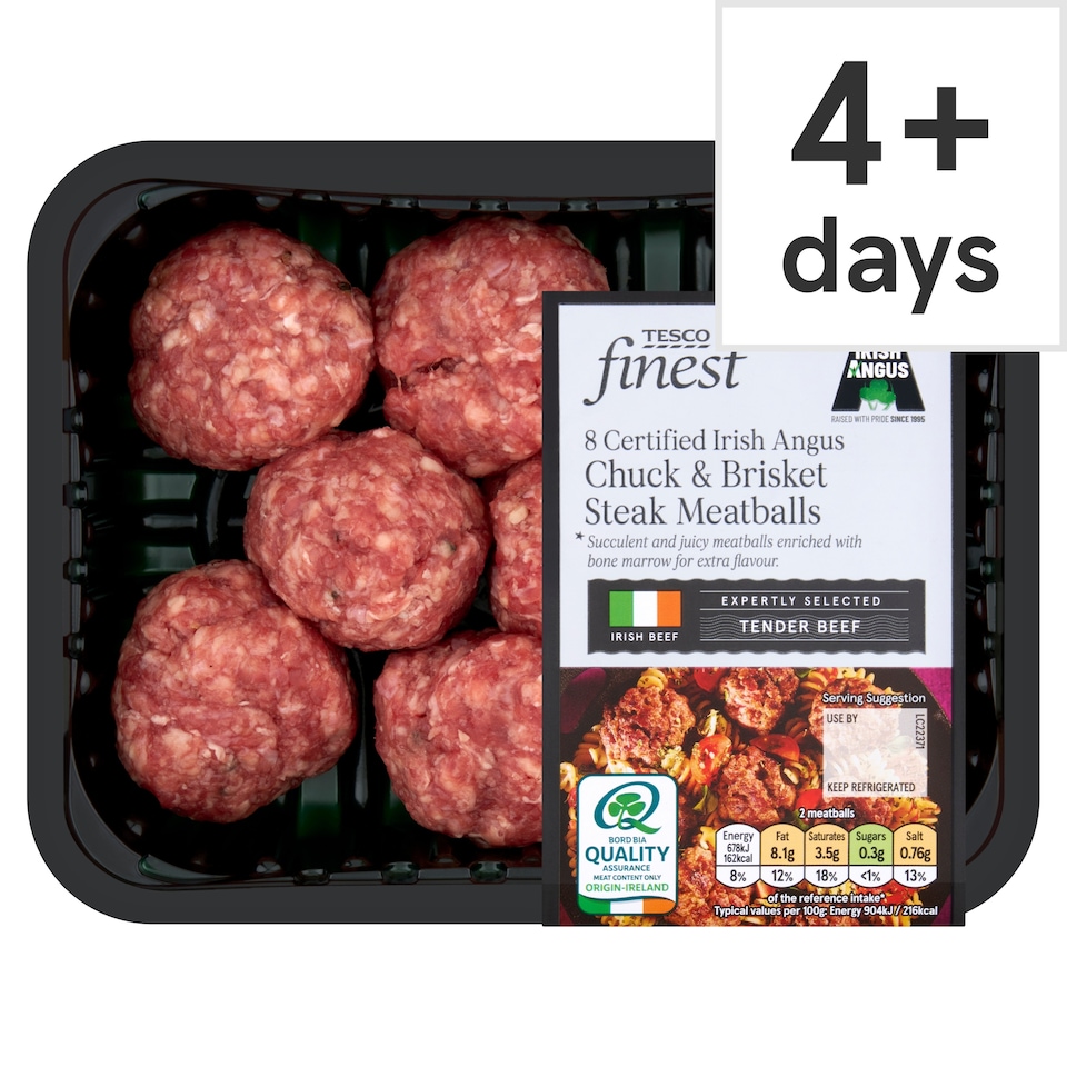 Tesco Finest 8 Certified Irish Angus Chuck & Brisket Meatballs400g