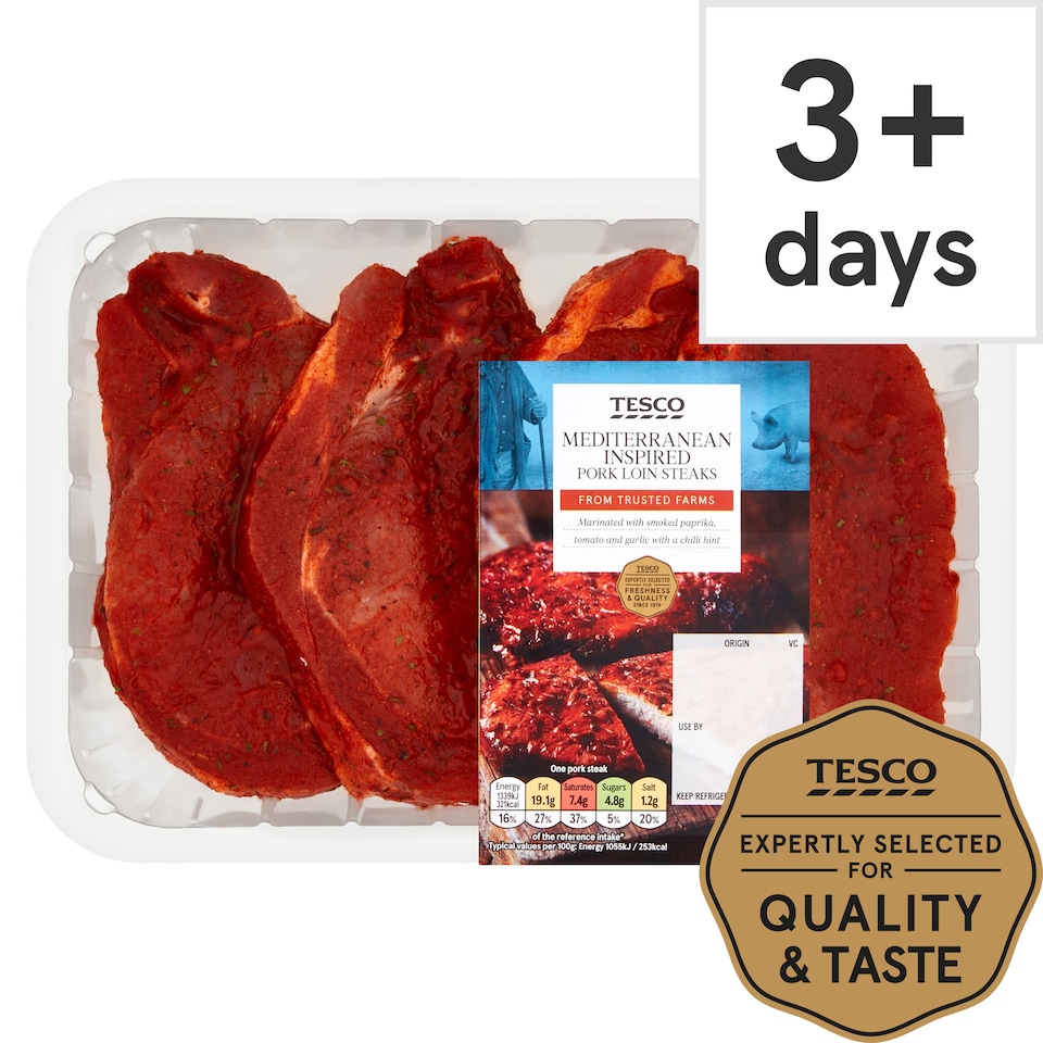 Tesco Mediterranean Pork Loin Steaks 600G