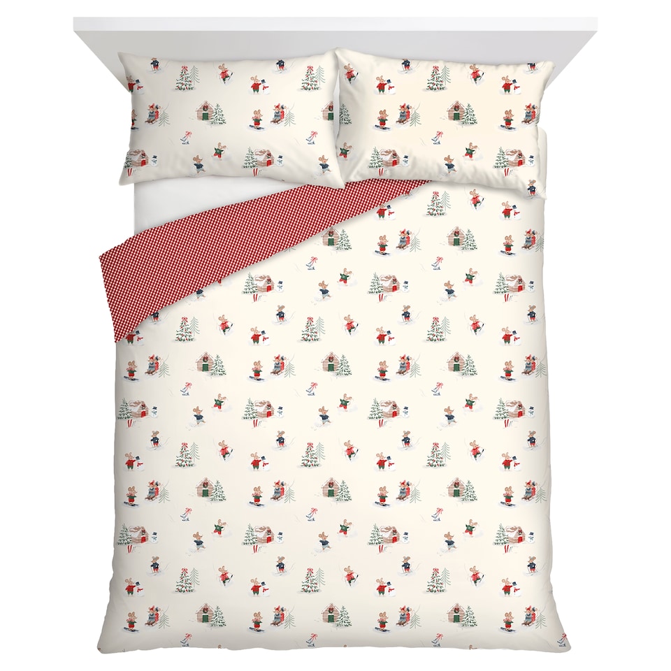 F&F Home Festive Mice Cotton Duvet Set- king 