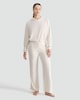 image 3 of The F&F Edit Ribbed Cropped Hoodie and Wide Leg Trousers Lounge Set in Cream