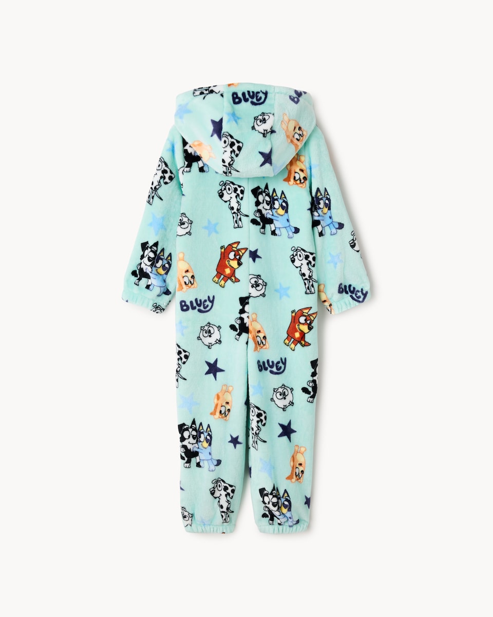 image 1 of  Bluey Fleece Hooded Onesie in Mint