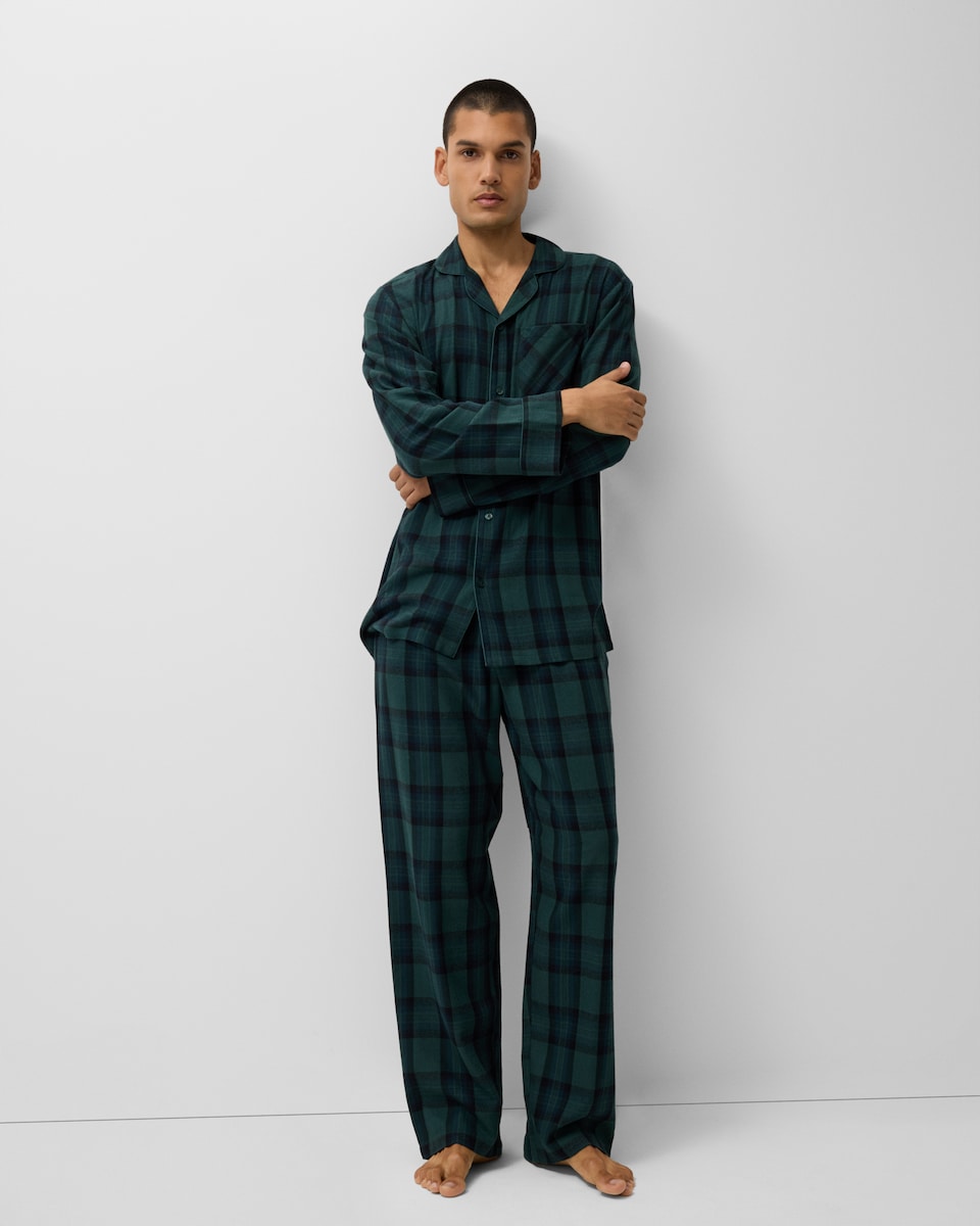 image 1 of Christmas Cotton Rich Checked Revere Matching Family Pyjama Set in Multi Green