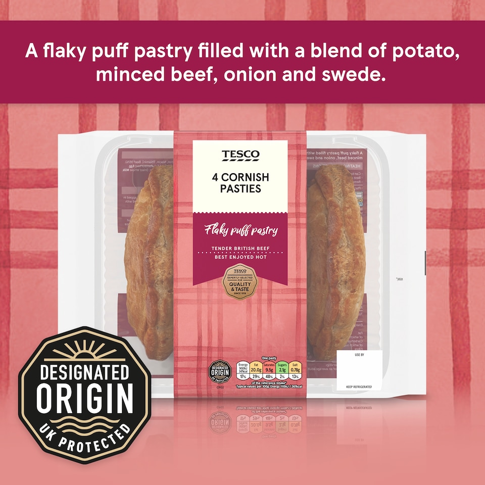 image 1 of Tesco 4 Cornish Pasties 520g