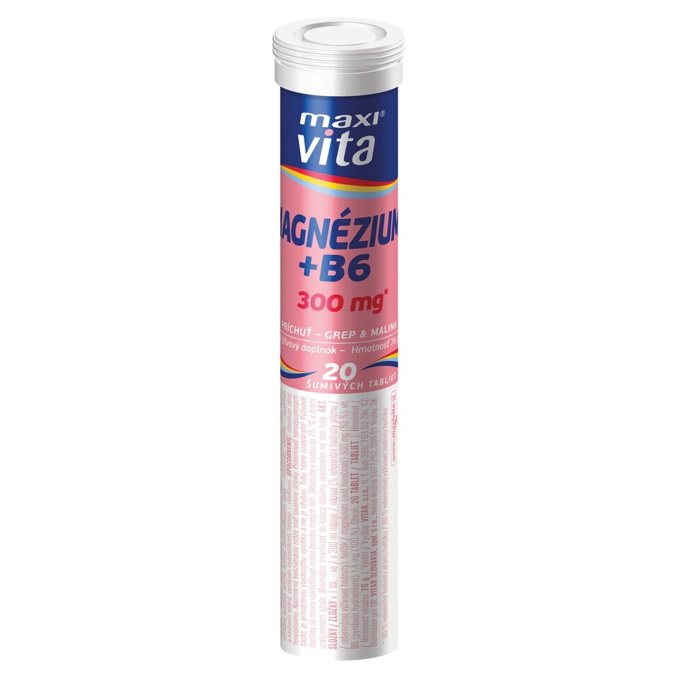 Maxi Vita Magnézium + B6 príchuť grep & malina 20 šumivých tabliet 76 g
