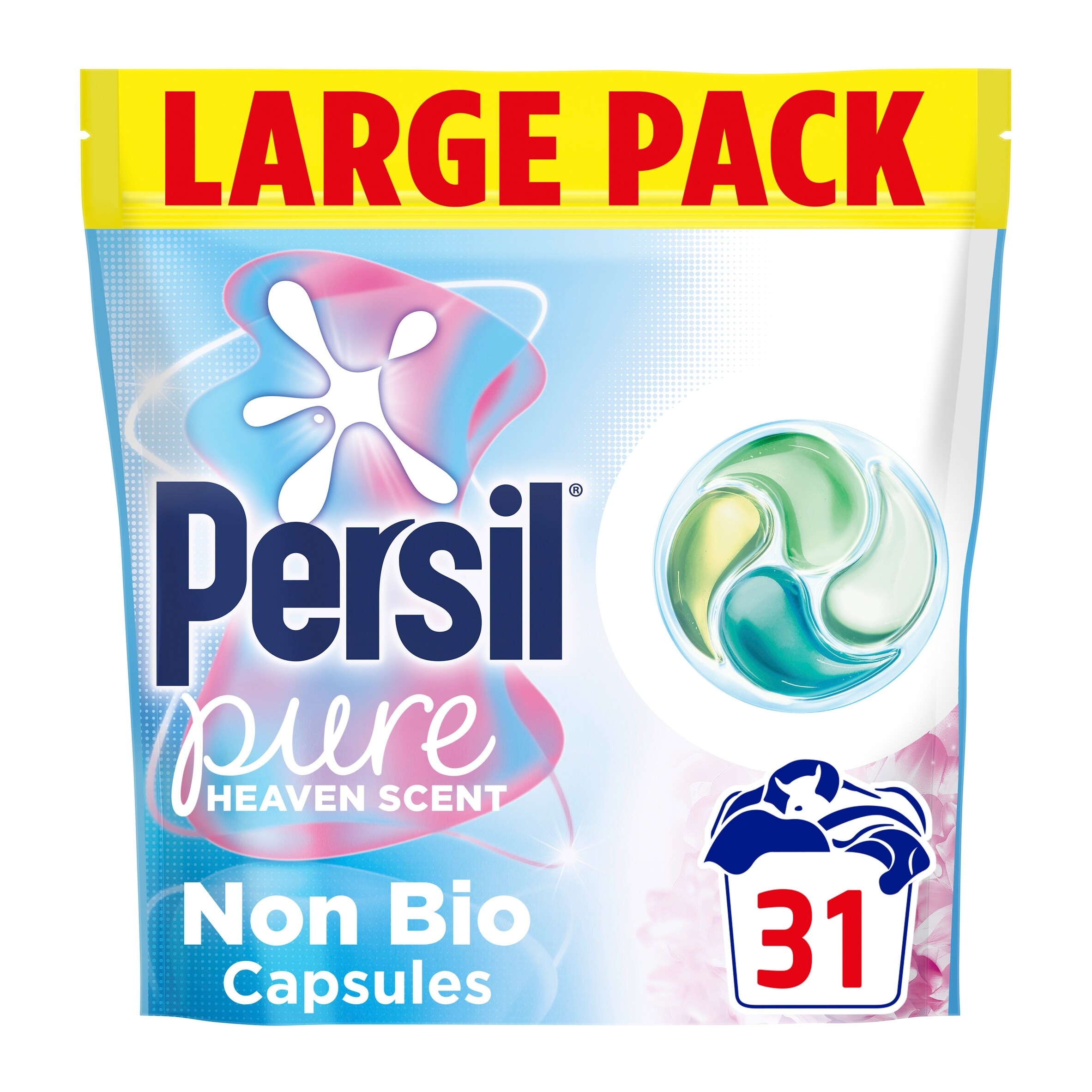 Persil Pure Non Bio Heaven Scent Laundry Washing Detergent Capsules Large Pack 31 Washes 421g