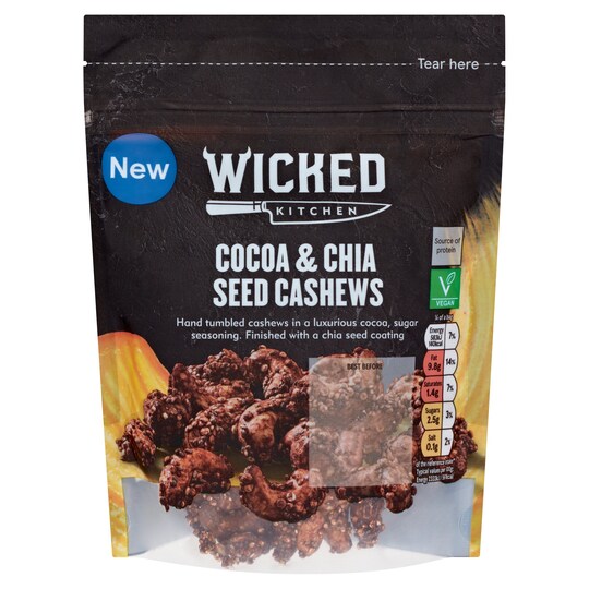 Wicked Kitchen Cocoa & Chia Seed Cashews 100G Tesco Groceries