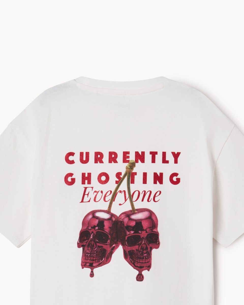image 1 of F&F Girls Pure Cotton Halloween Cherry T-Shirt in White