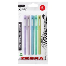 Zebra Stick Pastel Black Ink Pens 5 Pack