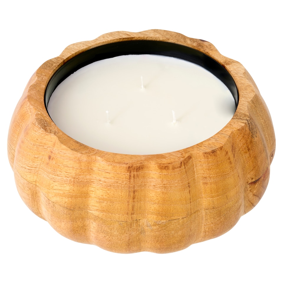 image 1 of F&F Home Autumn Wooden Pumpkin Candle 426g