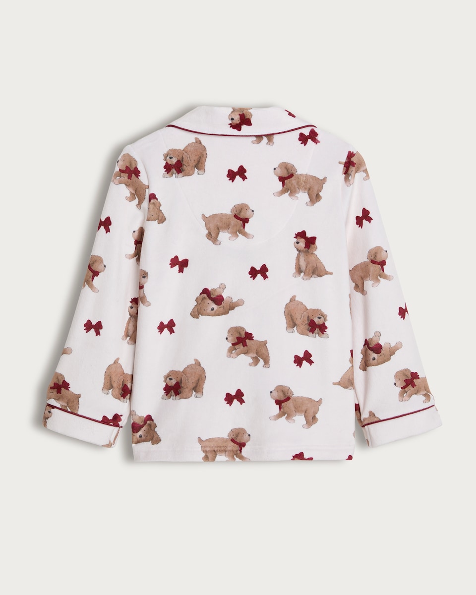 image 1 of F&F Curtis The Dog Bow Print Shirt and Trousers Pyjamas in Multi
