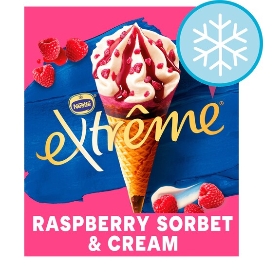 Extreme Raspberry Double Cream Ice Cream Cone 4X120ml Tesco Groceries
