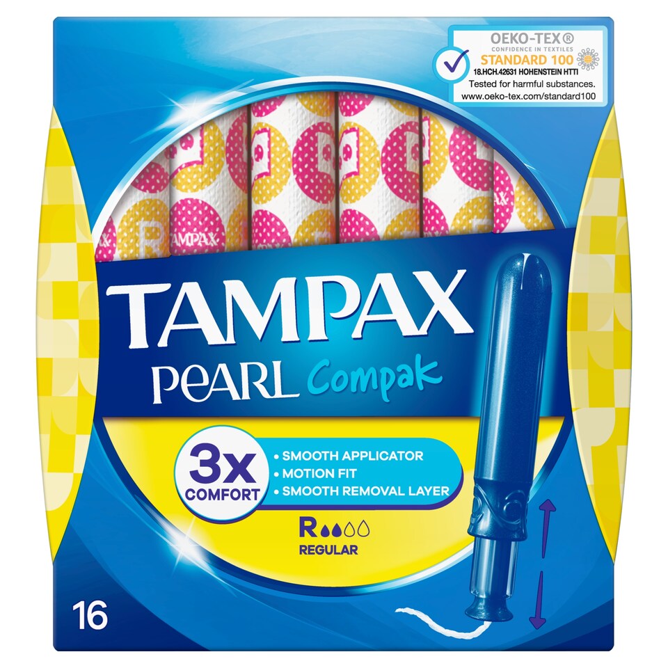 image 1 of Tampax Compak Pearl Regular Tampons With Applicator X16