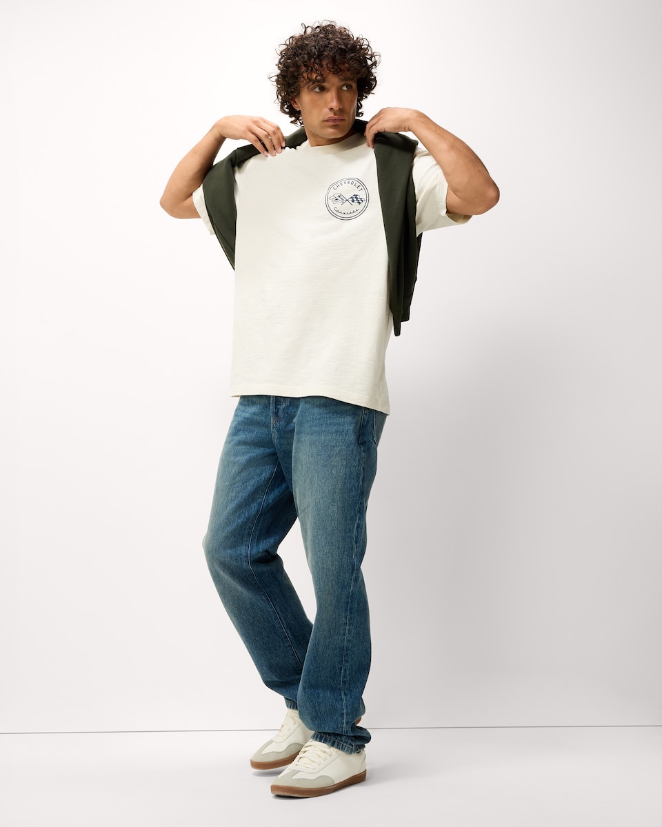 image 1 of RDA Chevrolet Pure Cotton T-Shirt in Cream